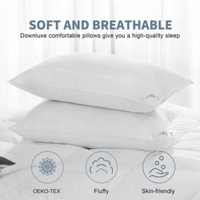 img 3 attached to 2-Pack Downluxe 100% Cotton Pillows: Premium Hotel Collection Soft Bed Pillows For Sleeping, 20 X 26