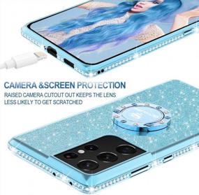 img 1 attached to Чехол для телефона OCYCLONE Glitter Cute для Samsung Galaxy S21 Ultra 6.8 "2021 года выпуска - синий с защитой бампера со стразами и бриллиантами