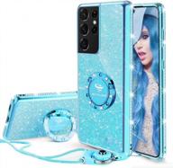 ocyclone glitter cute phone case for samsung galaxy s21 ultra 6.8" 2021 released - blue with bling diamond rhinestone bumper protection logo