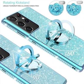 img 2 attached to Чехол для телефона OCYCLONE Glitter Cute для Samsung Galaxy S21 Ultra 6.8 "2021 года выпуска - синий с защитой бампера со стразами и бриллиантами
