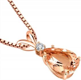 img 2 attached to 14K Rose Gold Teardrop Morganite Pendant With Diamond Accents, 10X7Mm Pear Shape, 1.80 Carat Total Weight