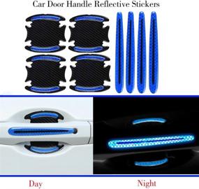 img 3 attached to Enhance Car Safety with 10pcs Reflective Sticker Set - 3D Auto Door Handle Scratch Protective Covers, Rearview Mirror Warning Stickers & Decorative Safety Reflective Strip (Blue)