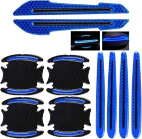 img 4 attached to Enhance Car Safety with 10pcs Reflective Sticker Set - 3D Auto Door Handle Scratch Protective Covers, Rearview Mirror Warning Stickers & Decorative Safety Reflective Strip (Blue)