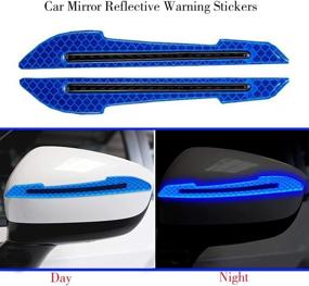 img 2 attached to Enhance Car Safety with 10pcs Reflective Sticker Set - 3D Auto Door Handle Scratch Protective Covers, Rearview Mirror Warning Stickers & Decorative Safety Reflective Strip (Blue)