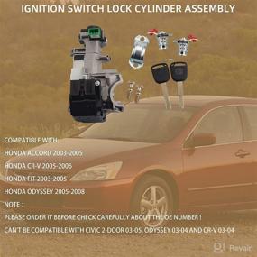 img 3 attached to Dasbecan Ignition Switch Assembly & Door Lock Cylinders for Honda Civic Accord CRV Odyssey 2003-2007 - Compatible with Chip ID48 Keys