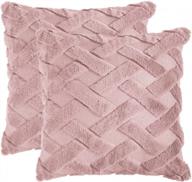 набор из 2 плюшевых коротких шерстяных бархатных наволочек в стиле бохо - мягкие декоративные квадратные наволочки для дивана, дивана, спальни - роскошный розовый цвет, 18x18 дюймов логотип