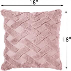 img 2 attached to Set Of 2 Plush Short Wool Velvet Boho Pillow Covers - Soft Decorative Square Cushion Cases For Couch, Sofa, Bedroom - Luxury Pink Color, 18X18 Inches