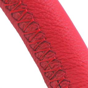 img 1 attached to 🚗 Enhance Your Car's Interior with a 15" Universal Red Genuine Leather Steering Wheel Cover - Perfect for Women! Make Your Car Shine!