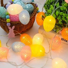 img 4 attached to Поднимите свой пасхальный декор с помощью гирлянд RECUTMS в форме яйца - ярких 20 светодиодных ватных шариков, идеально подходящих для вечеринок и фестивалей в помещении и на открытом воздухе!