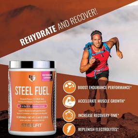 img 1 attached to SteelFit Steel Fuel - Branched Chain Amino Acids - 5G BCAA Blend - Muscle Recovery Endurance Powder - Added Hydration With Coconut Water Powder - Sugar Free - Vegan - Watermelon Lemonade - 30 Servings