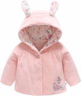 cotton hooded coat with rabbit ears for baby girls - perfect fall outwear for infants and toddlers in pink, available in sizes 0-3t logo