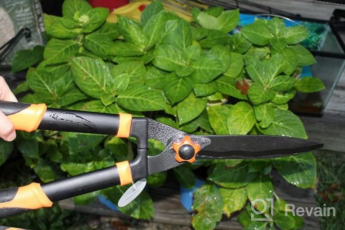 img 1 attached to Wavy Blade Hedge Shears With Steel Handles - Ideal Manual Clippers For Trimming Borders, Boxwood And Tall Bushes review by Ebony Smith