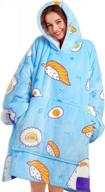 🛋️ cozy naretce blanket hoodie for women & men - premium sherpa fleece oversized hoodie blanket with giant pocket, super big & wearable blanket hoodie sweatshirt gift - light sushi logo