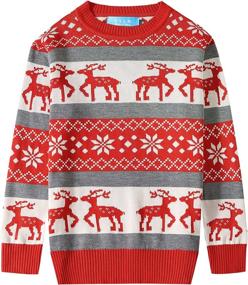 img 4 attached to 🦌 SSLR Crewneck Reindeer Pullover: Stylish Boys' Christmas Sweaters