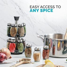 img 3 attached to 🌶️ Premium Spice Organizer: Rotating Spice Rack for Cabinets or Countertops, Including 12 Jars + Labels – Compact Seasoning and Herb Storage Solution