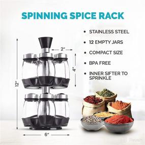 img 1 attached to 🌶️ Premium Spice Organizer: Rotating Spice Rack for Cabinets or Countertops, Including 12 Jars + Labels – Compact Seasoning and Herb Storage Solution