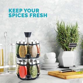 img 2 attached to 🌶️ Premium Spice Organizer: Rotating Spice Rack for Cabinets or Countertops, Including 12 Jars + Labels – Compact Seasoning and Herb Storage Solution