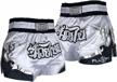 fluory muay thai mma fight shorts: performance training gear for cage fighting, grappling, kickboxing & martial arts logo