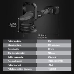 img 1 attached to 🚗 SPTA 18V Cordless Car Polisher, 15mm Orbit 2000-4800 OPM Portable Buffer Polisher with 7 Variable Speed, 2Pcs 4.0Ah Batteries, 6 Sponge Pads, 2 Wool Pads, and Tool Bag for Effective Car Polishing and Waxing