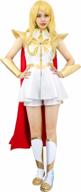 power princess shera cosplay dress in large white with red cloak by c-zofek logo