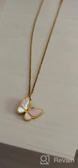 img 1 attached to Charming Golden Stainless Steel Pearl Oyster Butterfly Necklace: Fashionable Jewelry for Women and Girls review by Samantha Cook