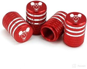 img 4 attached to 🚗 Mickey Red Cyan Tire Valve Caps: 4 Pack for Cars, Trucks, Sedans, SUVs, and Motorcycles - Premium Air Valve Stem Caps & Accessories