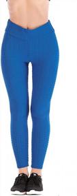 img 3 attached to SAYFUT Women'S High Waist Ruched Yoga Pants Workout Running Stretchy Leggings Blue