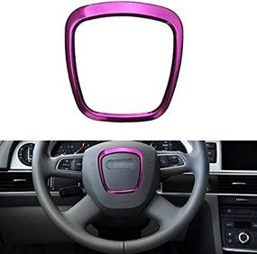 img 4 attached to Trapezoid Car Steering Wheel Sticker Aluminum Body Emblem Trim Fit For Audi A3/A4L/A6L S4/Q3/Q5 (Purple)