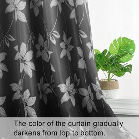 img 1 attached to DWCN Grey Ombre Floral Print Living Room Curtains - Thermal Insulated, Energy Saving Window Panels Grommet Top Set Of 2 (52X96 Inches)