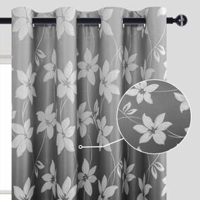 img 2 attached to DWCN Grey Ombre Floral Print Living Room Curtains - Thermal Insulated, Energy Saving Window Panels Grommet Top Set Of 2 (52X96 Inches)
