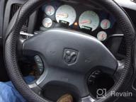 картинка 1 прикреплена к отзыву Valleycomfy Genuine Leather Steering Wheel Cover - Universal 15 Inches, Breathable, Anti-Slip & Odor-Free, Black With Black Lines, For Medium Size Steering Wheels (14 1/2-15 1/4 Inches) от Austin Cejudo