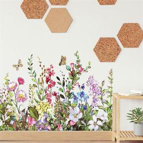 img 2 attached to 🌸 Large Removable Flower Wall Decals with Butterfly Stickers - DIY Peel and Stick Art Murals for Home Decor | Kids Room, Nursery, Bedroom, Classroom, Living Room Decoration (17.7 x 23.6 Inch)