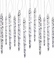 36 glass icicle ornaments for christmas tree - klikel winter decorations - set includes 18 4" and 18 6" hanging ornaments logo