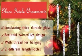 img 2 attached to 36 стеклянных сосулек для рождественской елки - Зимние украшения Klikel - Набор включает 18 4-дюймовых и 18 6-дюймовых подвесных украшений