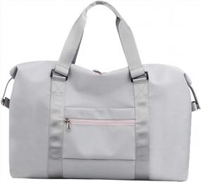 img 3 attached to Forestfish Duffel Bags Traveling With Trolley Sleeve, Gym Bag Weekender Bags For Women, Grey