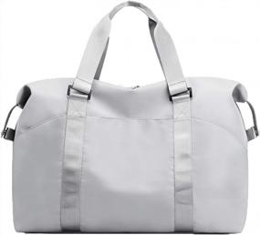 img 4 attached to Forestfish Duffel Bags Traveling With Trolley Sleeve, Gym Bag Weekender Bags For Women, Grey