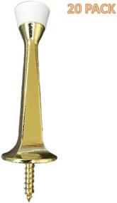 img 1 attached to QCAA Rubber Tip Heavy Duty Solid Rigid Door Stop, 3", Zinc Die Cast, Brass Plated, 20 Pack