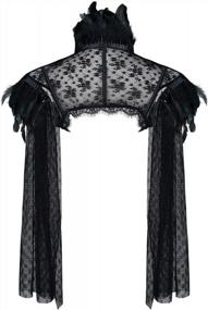 img 3 attached to Charmian Women'S Steampunk Gothic Bolero Jacket Shrug With Lace & Feather Accents