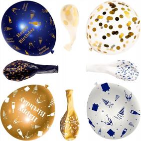 img 2 attached to WATINC 36Pcs Navy Blue And Gold Happy Birthday Balloons, Sequin Confetti Latex Ball Party Decor Photo Booth Prop Фоновое украшение для детей Boy Girls Classroom Home Wall Baby Shower (12 дюймов)