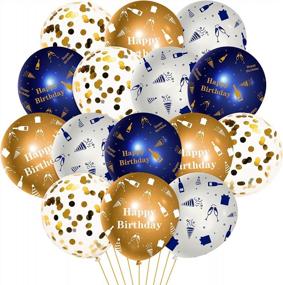 img 4 attached to WATINC 36Pcs Navy Blue And Gold Happy Birthday Balloons, Sequin Confetti Latex Ball Party Decor Photo Booth Prop Фоновое украшение для детей Boy Girls Classroom Home Wall Baby Shower (12 дюймов)