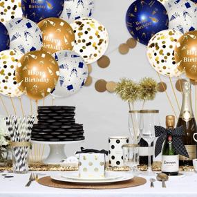 img 1 attached to WATINC 36Pcs Navy Blue And Gold Happy Birthday Balloons, Sequin Confetti Latex Ball Party Decor Photo Booth Prop Фоновое украшение для детей Boy Girls Classroom Home Wall Baby Shower (12 дюймов)
