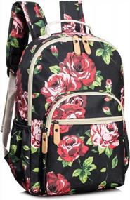 img 4 attached to Floral School Backpack For Girls: Water-Resistant Travel Bag By Leaper