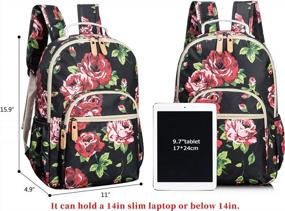 img 3 attached to Floral School Backpack For Girls: Water-Resistant Travel Bag By Leaper
