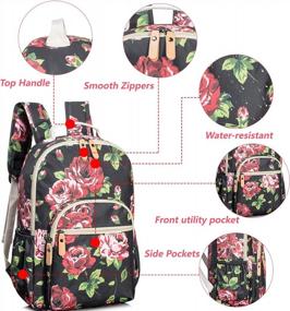 img 2 attached to Floral School Backpack For Girls: Water-Resistant Travel Bag By Leaper