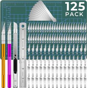 img 4 attached to DIYSELF 125 Pcs Exacto Knife Craft Knife, Exacto Knife Set With 110 Pcs Exacto Blades And 10 Pcs Utility Blades, Precision Knife For Cutting, Scrapbooking, Stencil, Fondant, Leather, Hobby Knife