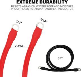 img 2 attached to 🔌 Professional Series 2 Gauge Power Bright Battery Cable, 3ft Pure Copper High Amp Wire with 1/4" and 7/16" Lugs for Improved Car Power Inverter, RV Battery, Boat, Marine, and Solar Applications