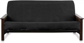 img 4 attached to Чехол OctoRose Micro Suede Futon с 3-сторонней застежкой-молнией для полноразмерного матраса для дивана-кровати размером 54X75X8 дюймов - классический мягкий дизайн черного цвета для защиты дивана, пригодного для машинной стирки (только чехол)