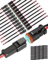 12 kits naoevo 2 pin dt connector waterproof automotive electrical 16 awg male/female wire connectors w/ heat shrink tubing for car truck boat logo
