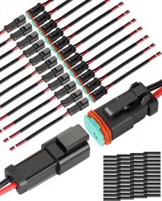 img 4 attached to 12 Kits NAOEVO 2 Pin DT Connector Waterproof Automotive Electrical 16 AWG Male/Female Wire Connectors W/ Heat Shrink Tubing For Car Truck Boat