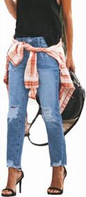 img 1 attached to Получите дерзкий стиль с рваными женскими рваными джинсами капри CHARTOU!
